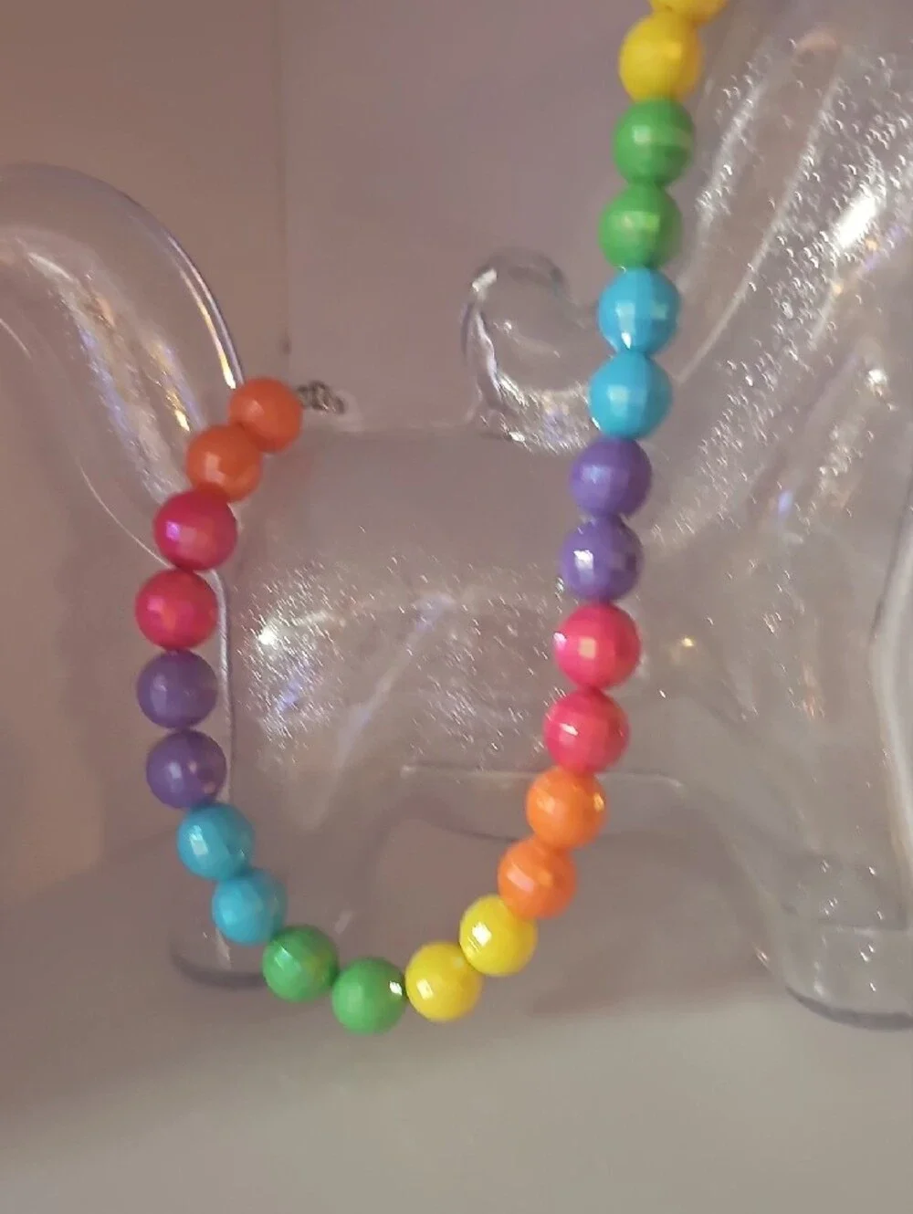 Kids Clear Glitter Unicorn Crossbody Bag with Multicolor Bead Strap